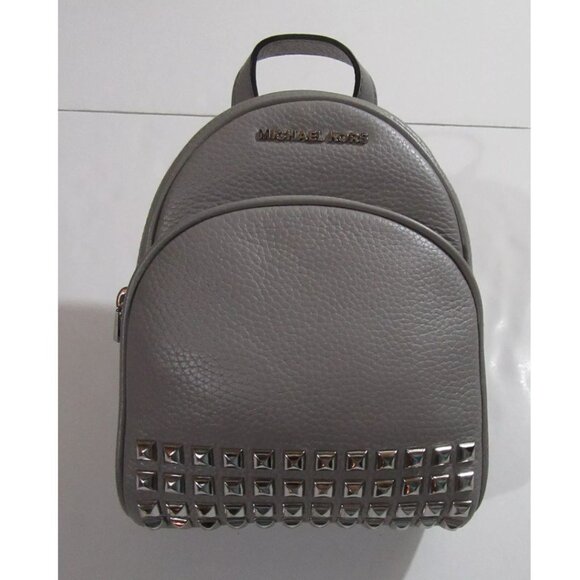 Michael Kors Abbey XS X-Small Pebbled Leather Studded Backpack Pearl Grey NWT - Picture 5 of 8